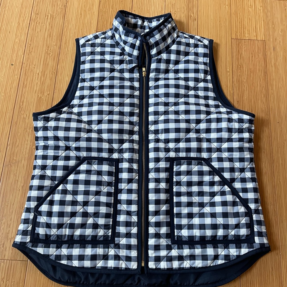 Navy and White Checkered Quilted Vest